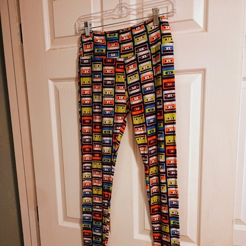 LuLaRue Cassette Retro Leggings, One Size, 35" Long, Hi-Rise, New